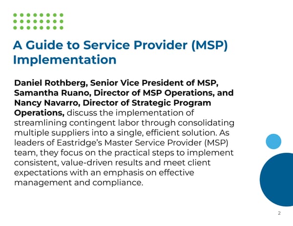 A Guide to Service Provider (MSP) Implementation - Page 2