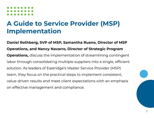 A Guide to Service Provider (MSP) Implementation - Page 2