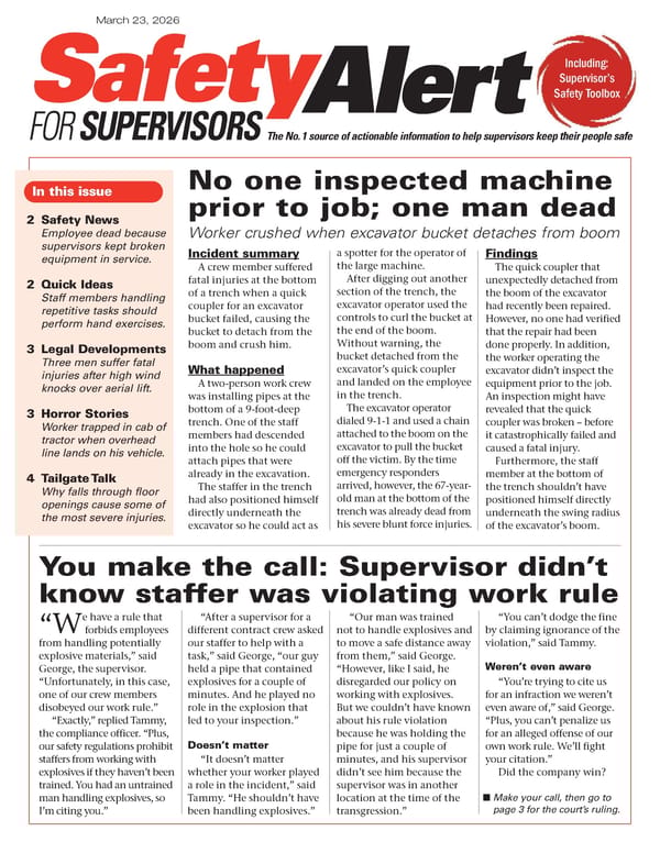 Safety Alert for Supervisors: 3/23/26 - Page 1