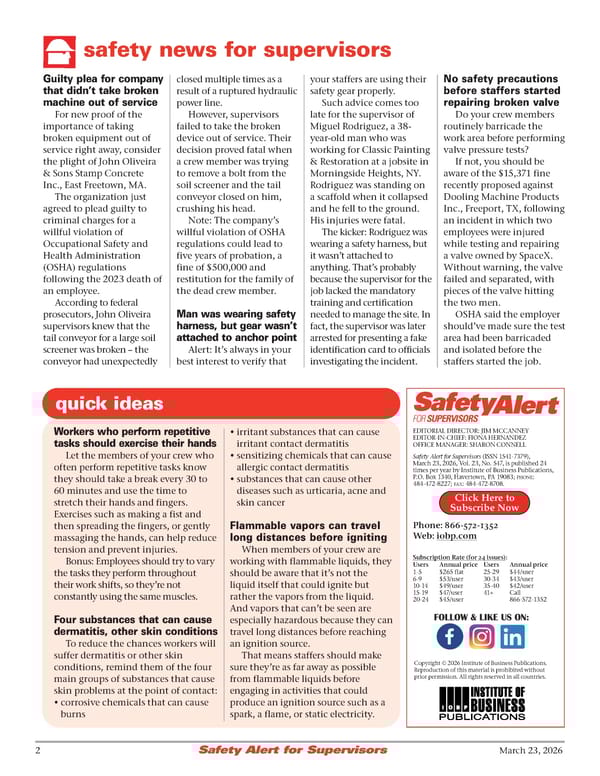 Safety Alert for Supervisors: 3/23/26 - Page 2