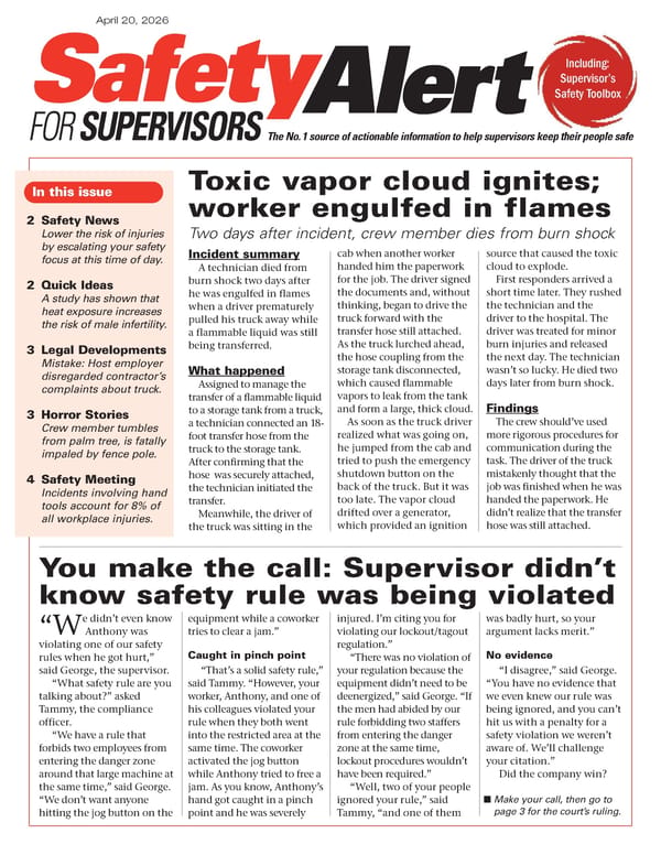 Safety Alert for Supervisors: 4/20/26 - Page 1