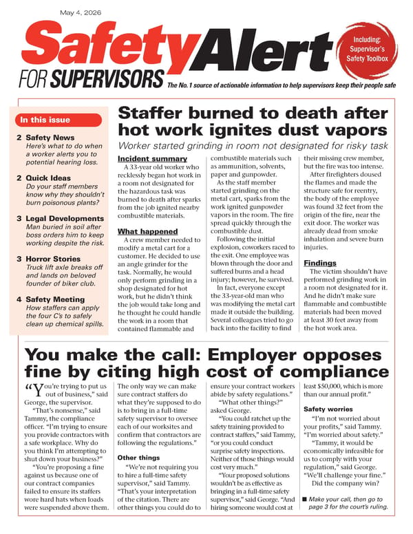 Safety Alert for Supervisors: 5/4/26 - Page 1