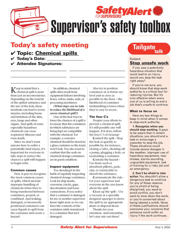 Safety Alert for Supervisors: 5/4/26 - Page 4