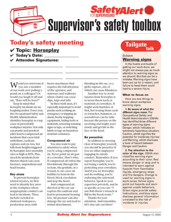 Safety Alert for Supervisors: 08/17/2026 - Page 4