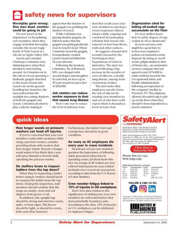 Safety Alert for Supervisors: 9/14/2026 - Page 2