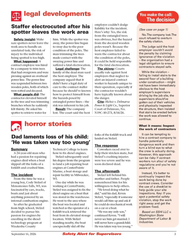 Safety Alert for Supervisors: 9/14/2026 - Page 3